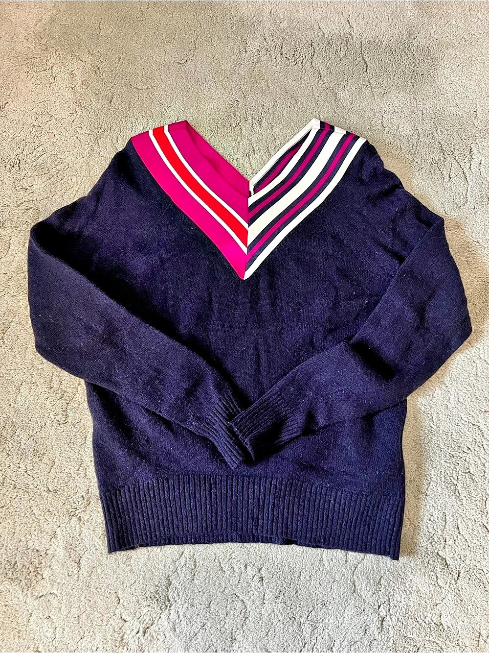 Sandro Paris Color Block V-Neck Sweater Size 1